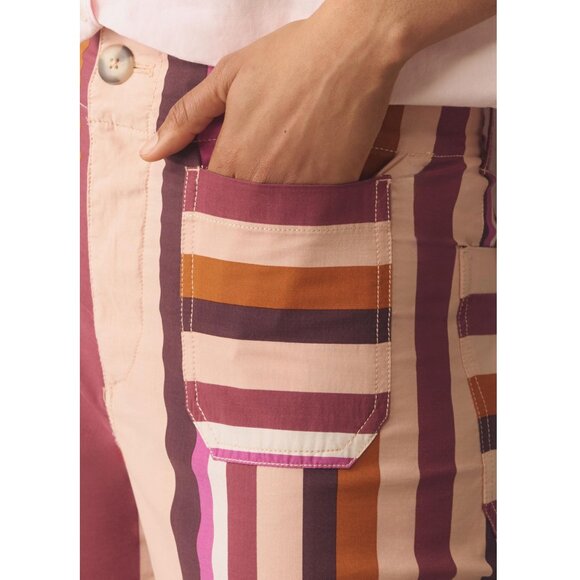 Anthropologie The Colette Cropped Wide-Leg Pants by Maeve Plum Stripe 24 - Picture 3 of 13